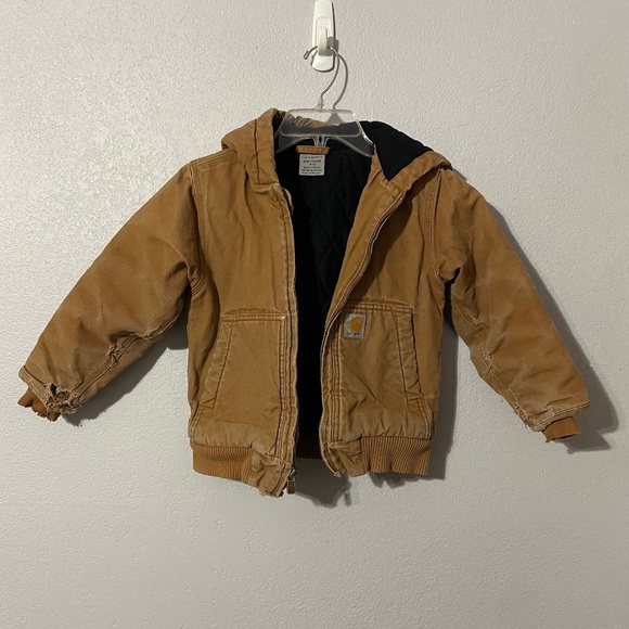 Carhartt Youth Thrashed Distressed Broken-In Tan Duck Canvas Warm Coat XXS - Picture 1 of 11